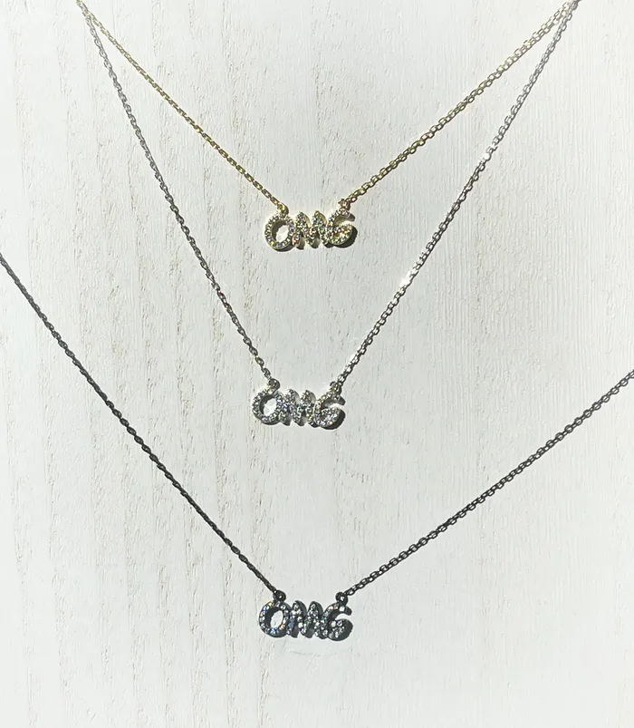 STERLING SILVER OMG CZ BLING NECKLACE Sophiareneboutiquecom Necklaces