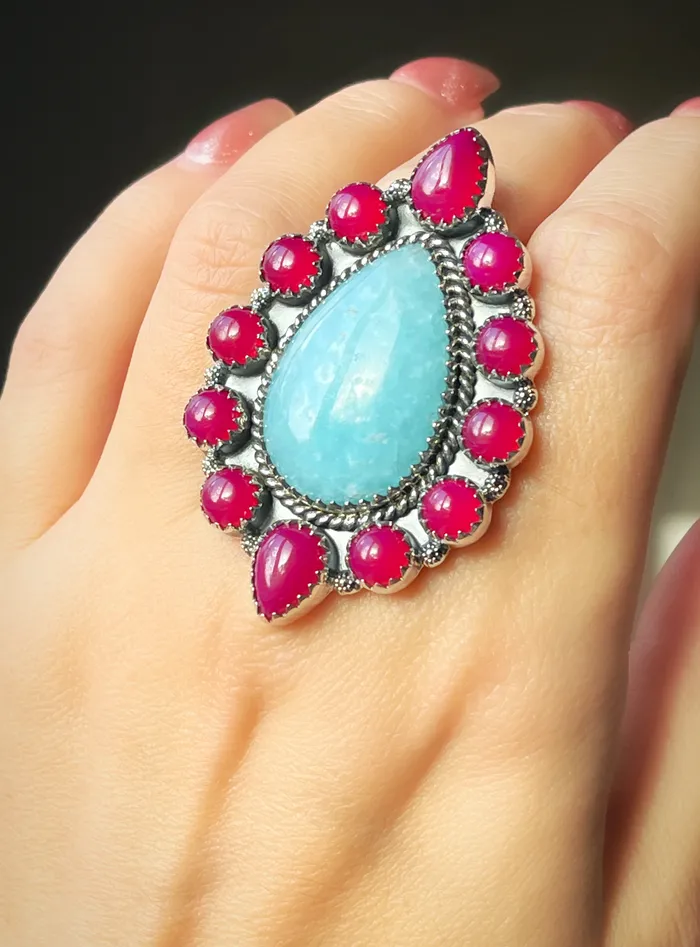 Sterling Silver SmithsonitePink Onyx Custom Cluster Rings Sophiareneboutiquecom Rings