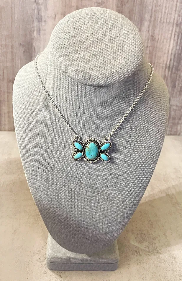 Sterling Silver Turquoise Bow Tie Necklace SophiaRene Boutique Necklaces