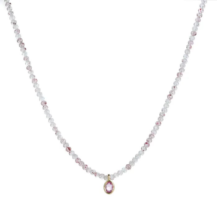 Strawberry Quartz and Pink Sapphire Necklace Margaret Solow Necklaces