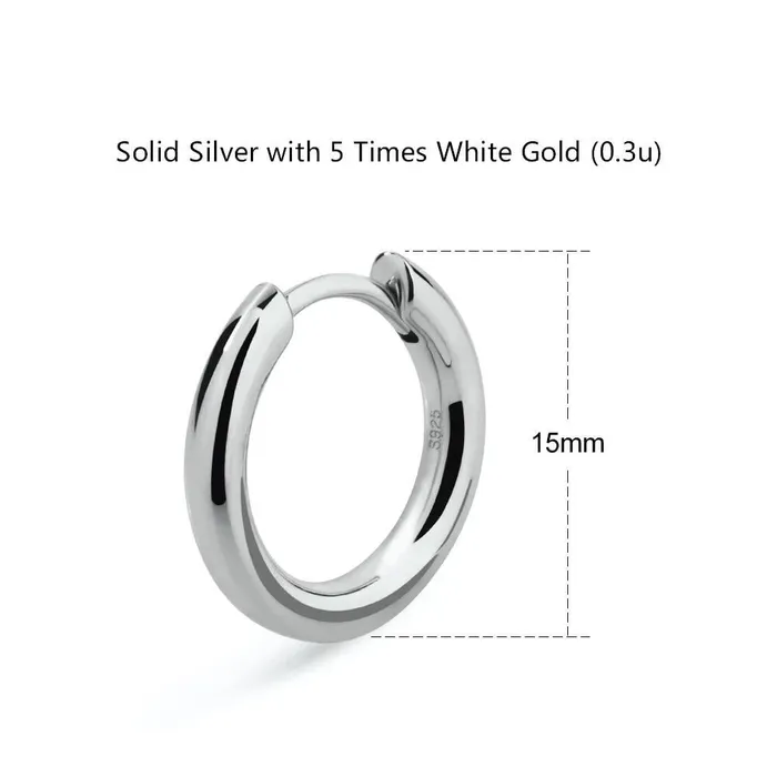 The Silver Eclipse 925 Sterling Silver Hoop Earrings in White Gold Bling Proud Earrings