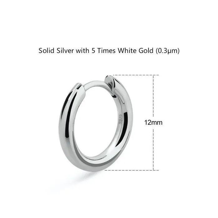 The Silver Eclipse 925 Sterling Silver Hoop Earrings in White Gold Bling Proud Earrings