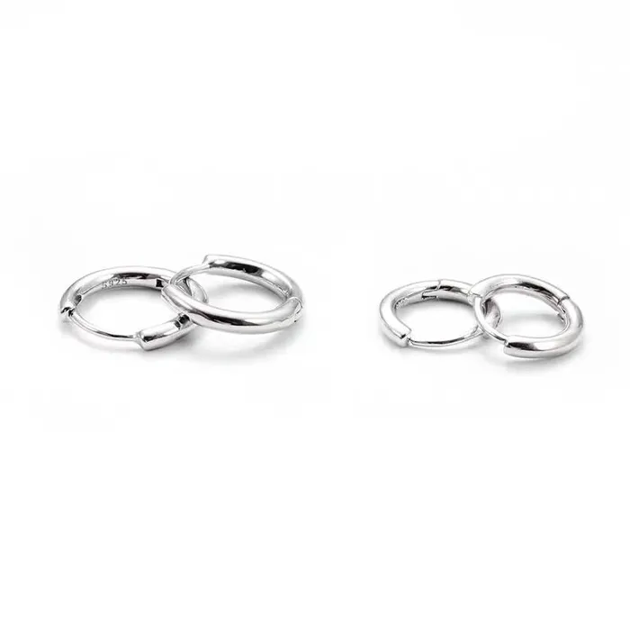 The Silver Eclipse 925 Sterling Silver Hoop Earrings in White Gold Bling Proud Earrings