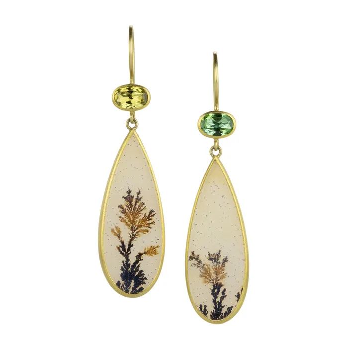 Tourmaline and Dendrite Bon Bon Earrings Mallary Marks Earrings