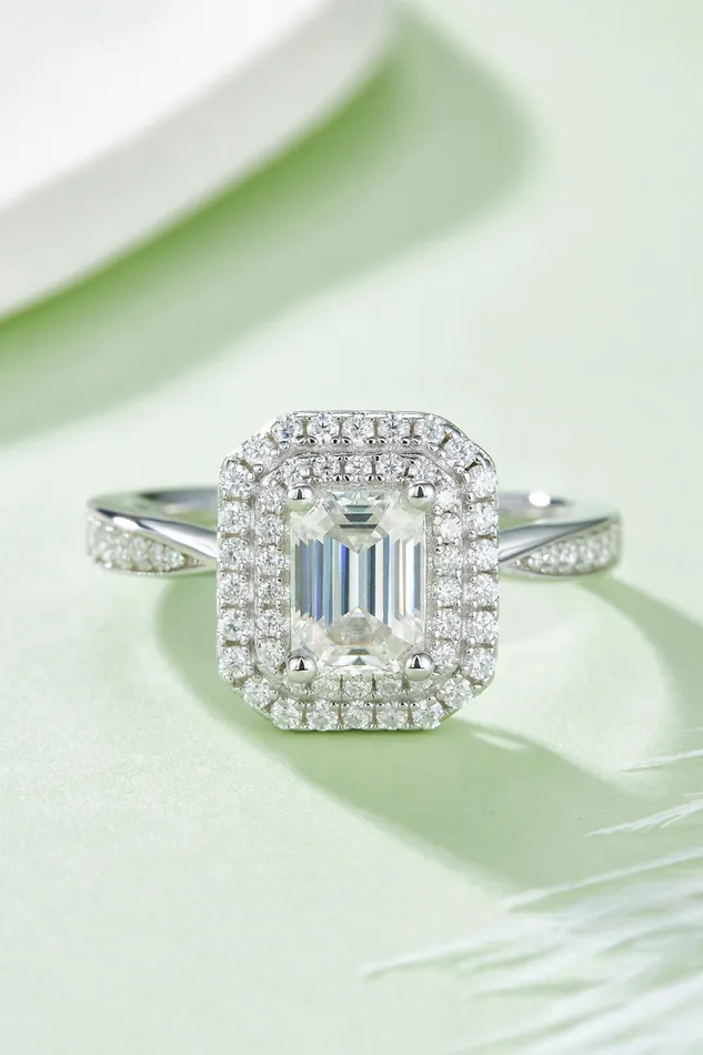 Trendsi Rings 1 Carat Moissanite 925 Sterling Silver Side Stone Ring