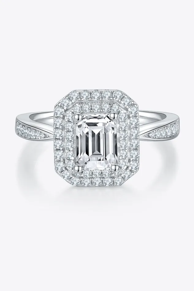 Trendsi Rings 1 Carat Moissanite 925 Sterling Silver Side Stone Ring