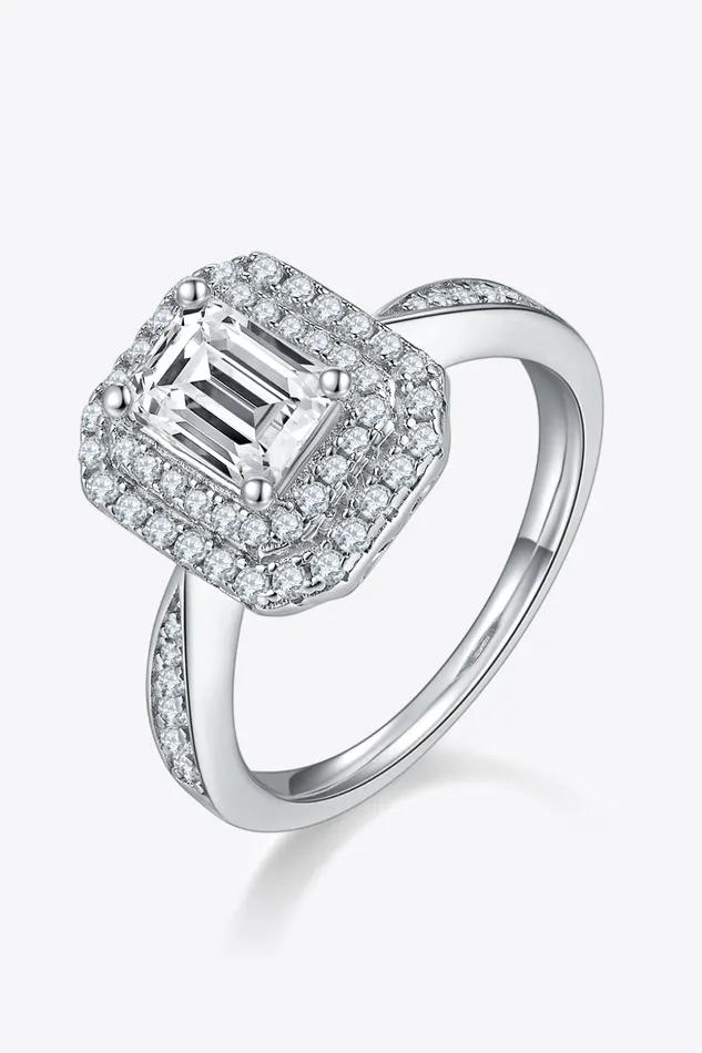 Trendsi Rings 1 Carat Moissanite 925 Sterling Silver Side Stone Ring