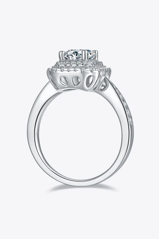 Trendsi Rings 1 Carat Moissanite 925 Sterling Silver Side Stone Ring