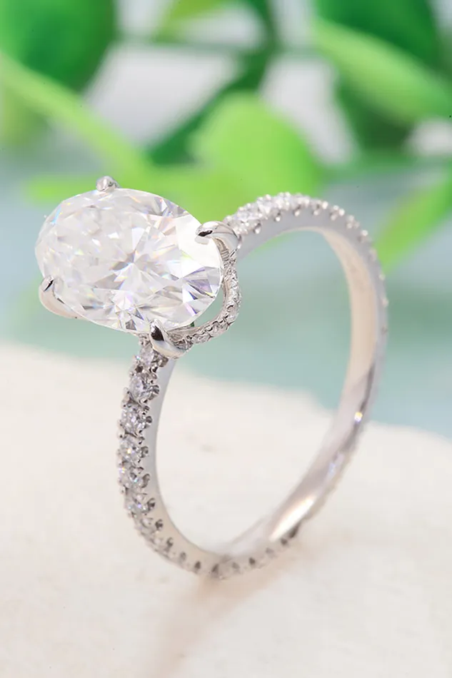Trendsi Rings 14K White Gold 25 Carat Moissanite 4Prong Ring