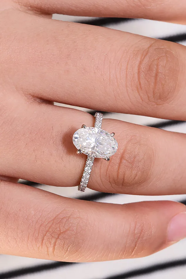 Trendsi Rings 14K White Gold 25 Carat Moissanite 4Prong Ring