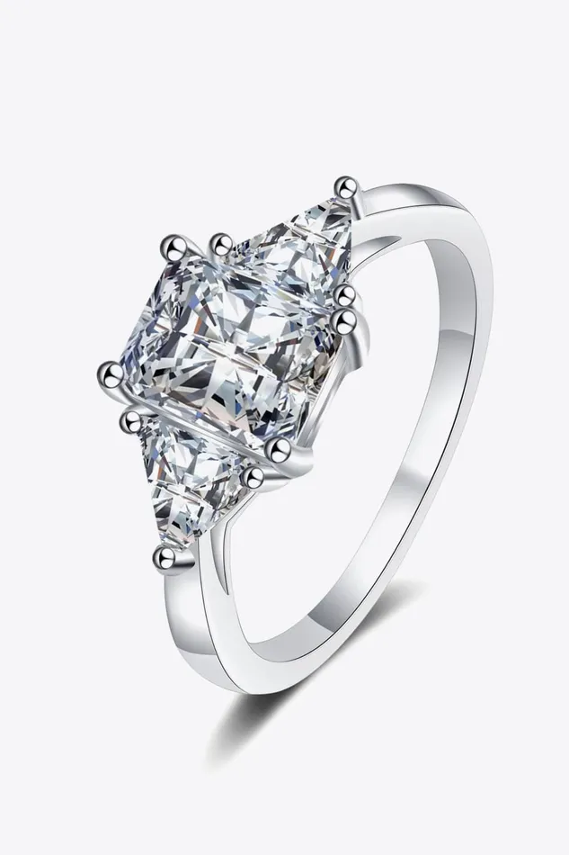 Trendsi Rings 3 Carat Moissanite 925 Sterling Silver RhodiumPlated Ring