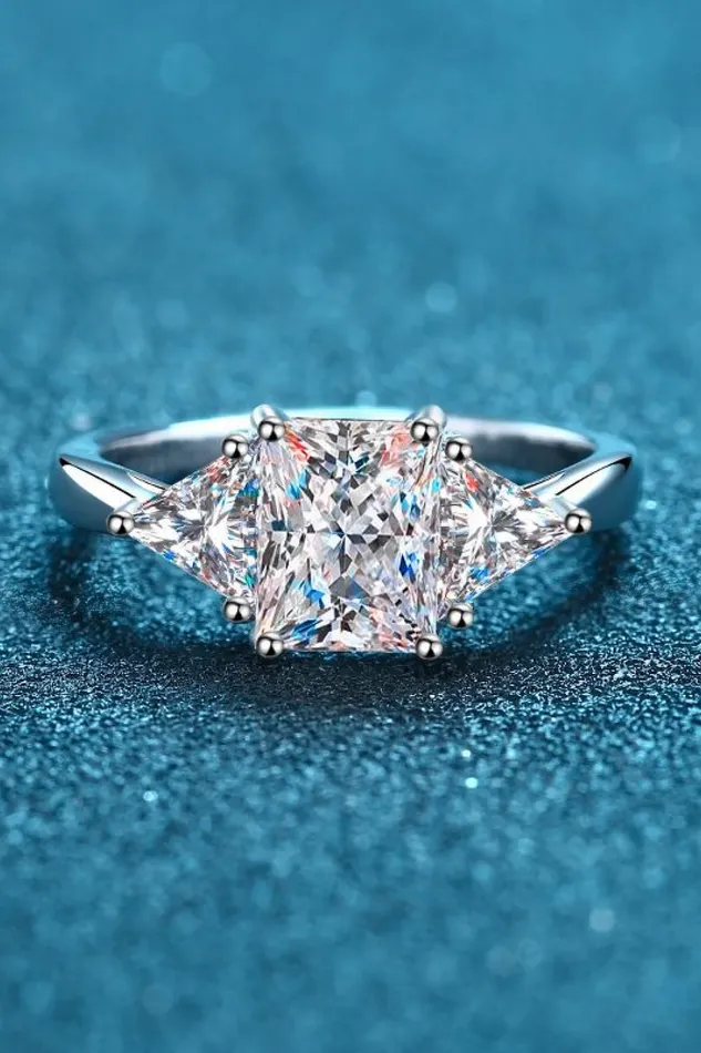 Trendsi Rings 3 Carat Moissanite 925 Sterling Silver RhodiumPlated Ring