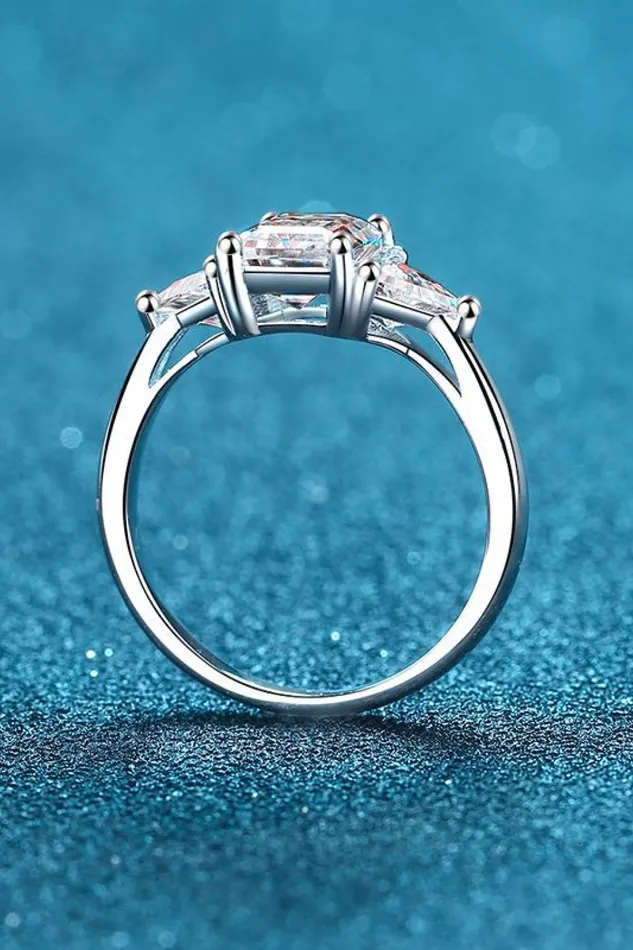 Trendsi Rings 3 Carat Moissanite 925 Sterling Silver RhodiumPlated Ring