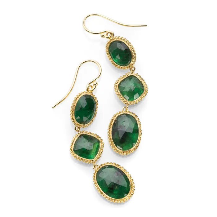 Triple Emerald Drop Earrings Amali Earrings