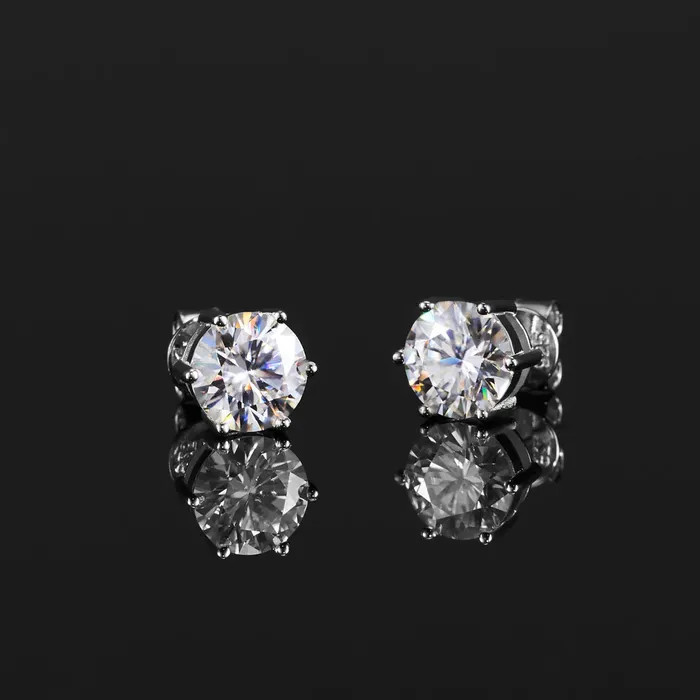 WeiZi Wuzhou Earrings 2030 Carats VVS1 Moissanite 925 Sterling Silver Round Cut Earring Studs in White Gold