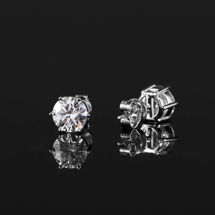 WeiZi Wuzhou Earrings 2030 Carats VVS1 Moissanite 925 Sterling Silver Round Cut Earring Studs in White Gold