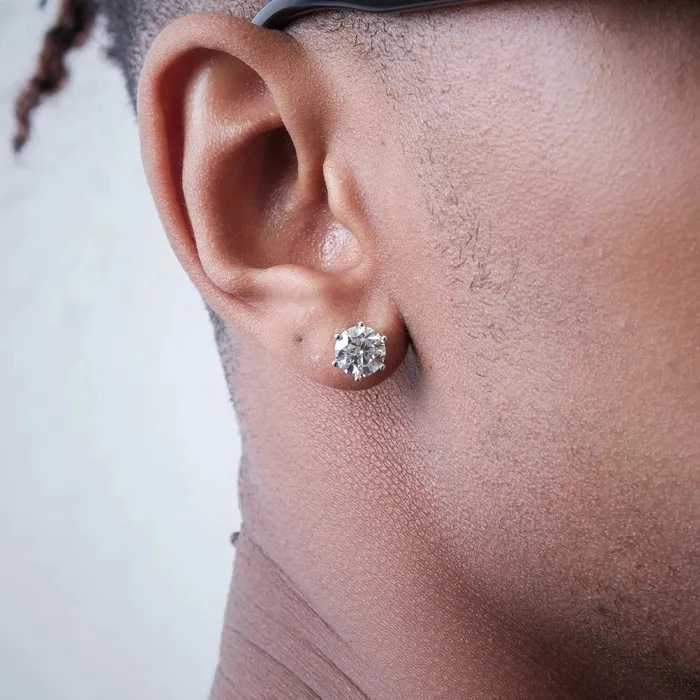 WeiZi Wuzhou Earrings 2030 Carats VVS1 Moissanite 925 Sterling Silver Round Cut Earring Studs in White Gold