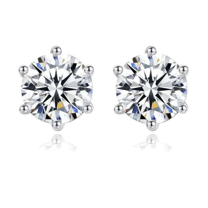 WeiZi Wuzhou Earrings 2030 Carats VVS1 Moissanite 925 Sterling Silver Round Cut Earring Studs in White Gold