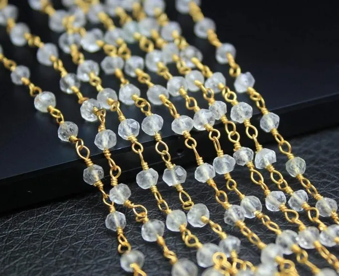 White Quartz Faceted Beads Rosary Style Beaded Chain White Quartz Wire Wrapper Sterling Silver Vermeil Chain Beads Supplies USA Necklaces White Quartz Faceted Beads Rosary Style Beaded Chain White Quartz Wire Wrapper Sterling Silver Vermeil Chain Beads Supplies USA Necklaces
